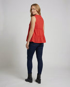 Women's Eyelet Embroidery Blouse Top with Peplum - back view