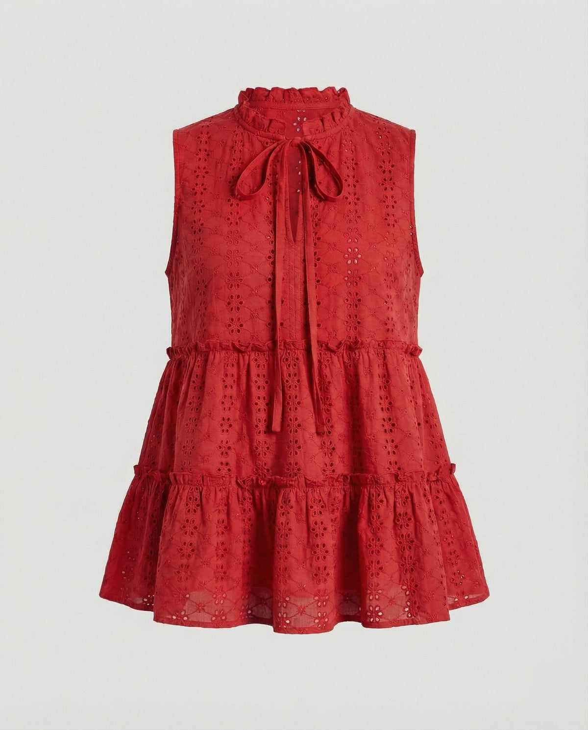 Women's Eyelet Embroidery Blouse Top with Peplum - product shot