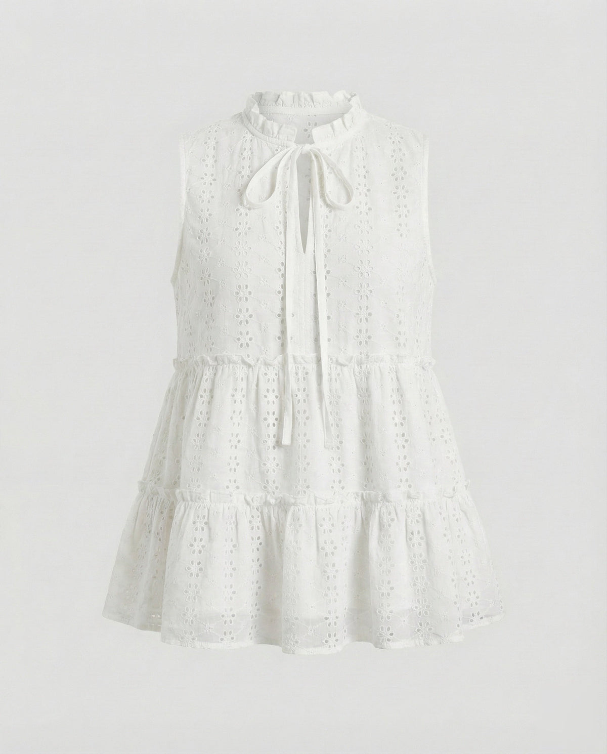 Women's Eyelet Embroidery Blouse Top with Peplum - product shot