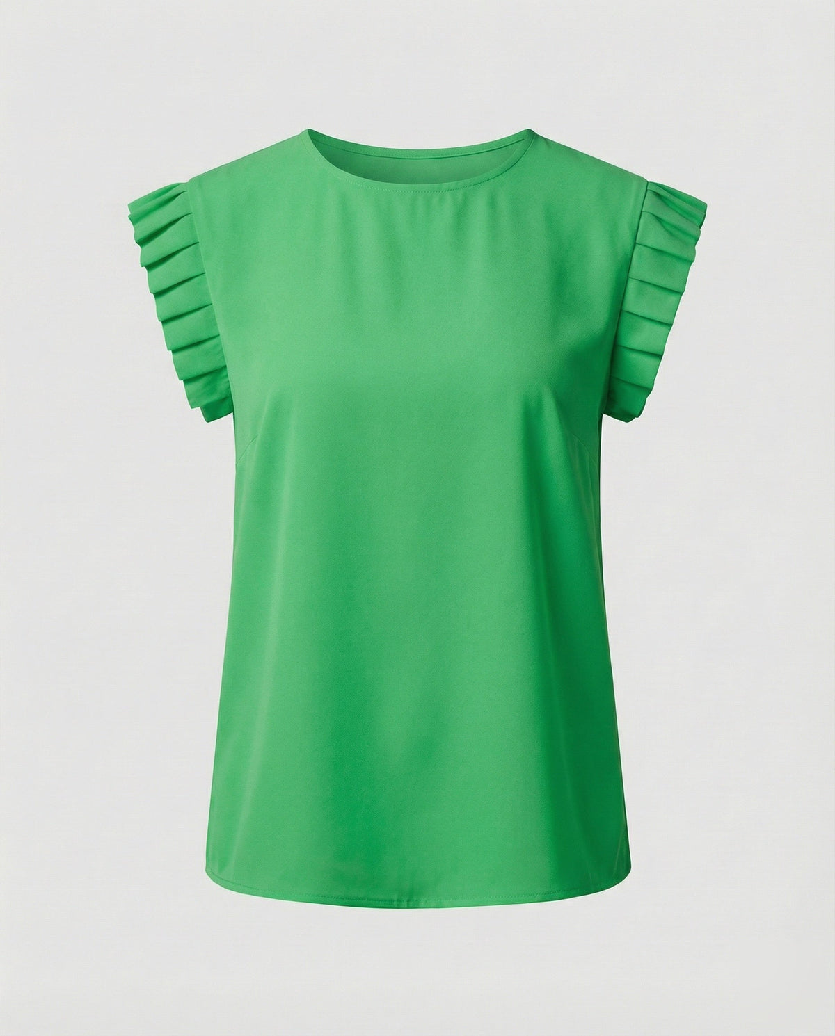 Women's pleated blouse top with structured sleeves - product shot