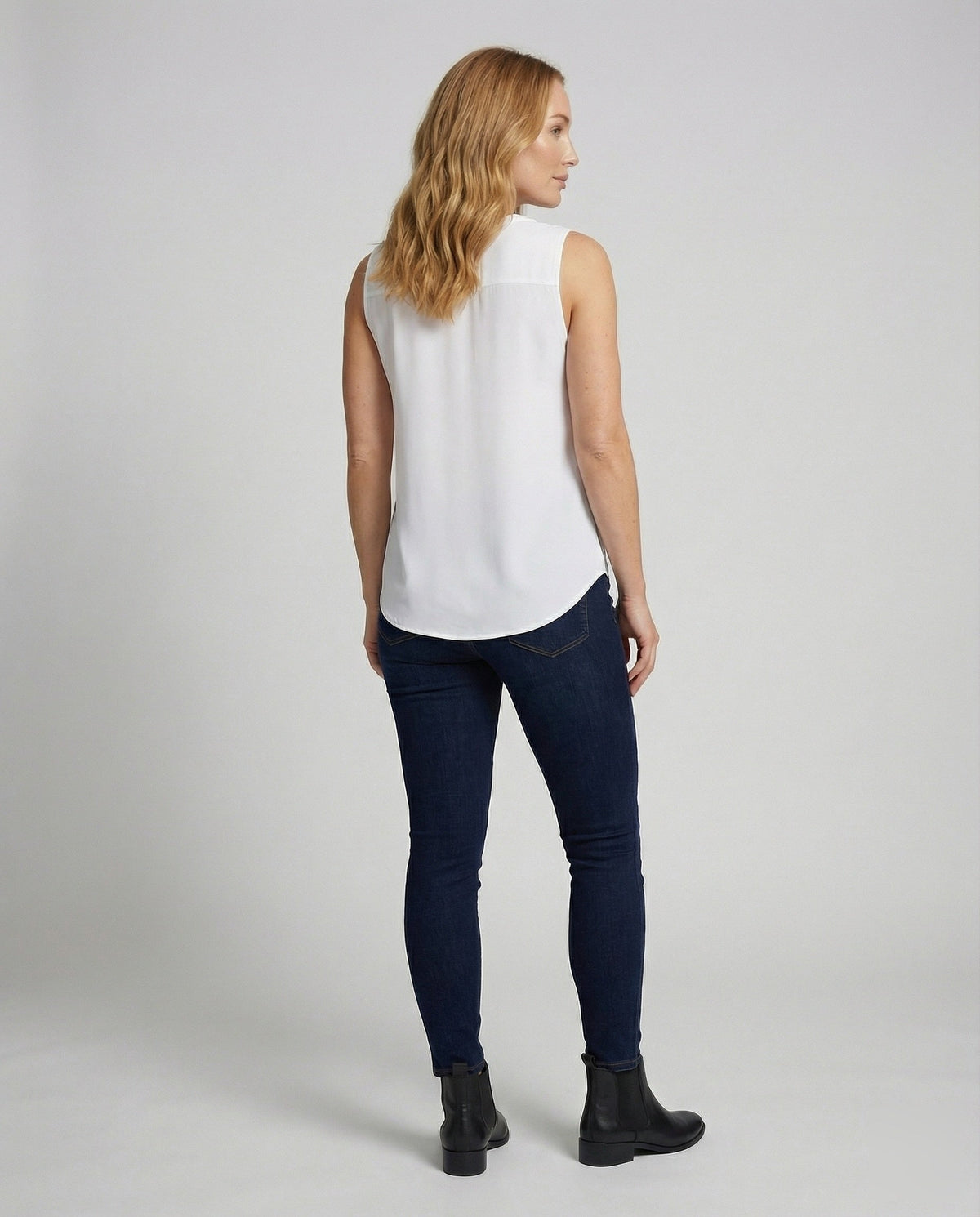 Women's Zip Blouse Top with V-Neck - back view
