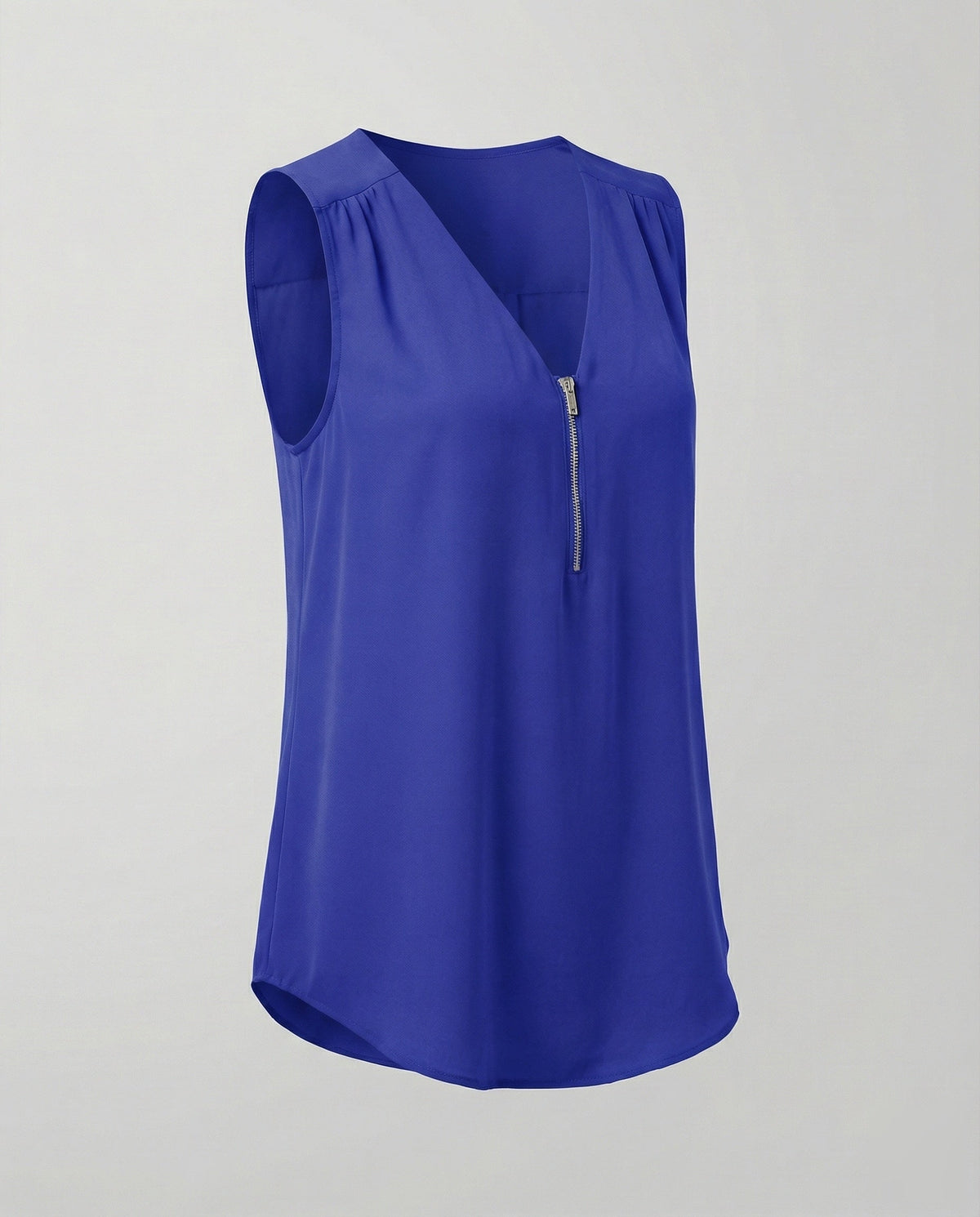 Women's Zip Blouse Top with V-Neck - product shot