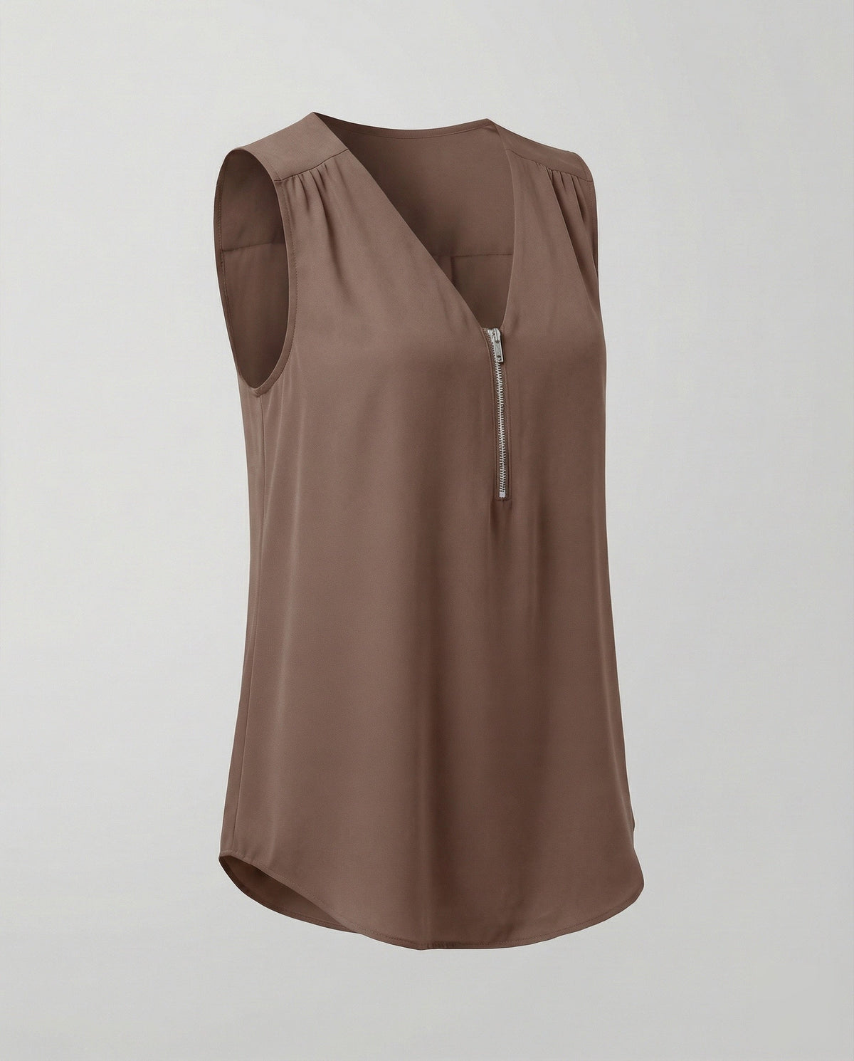Women's Zip Blouse Top with V-Neck - product shot