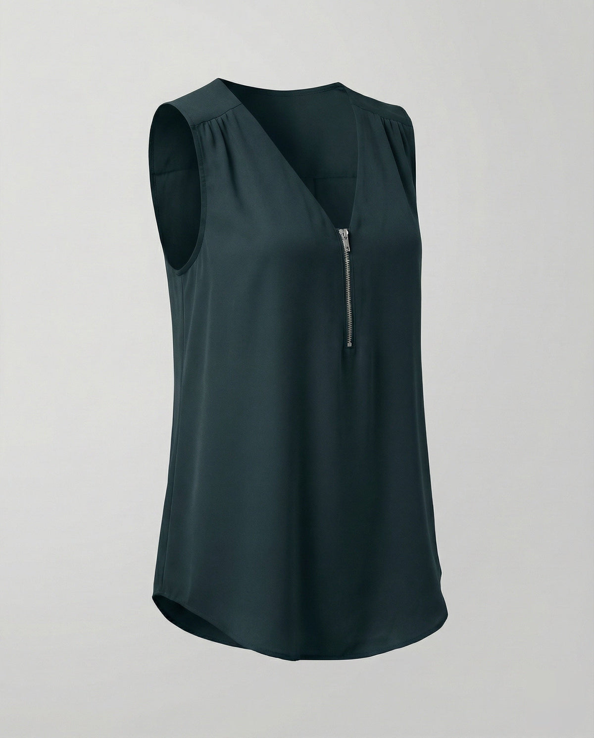 Women's Zip Blouse Top with V-Neck - product shot