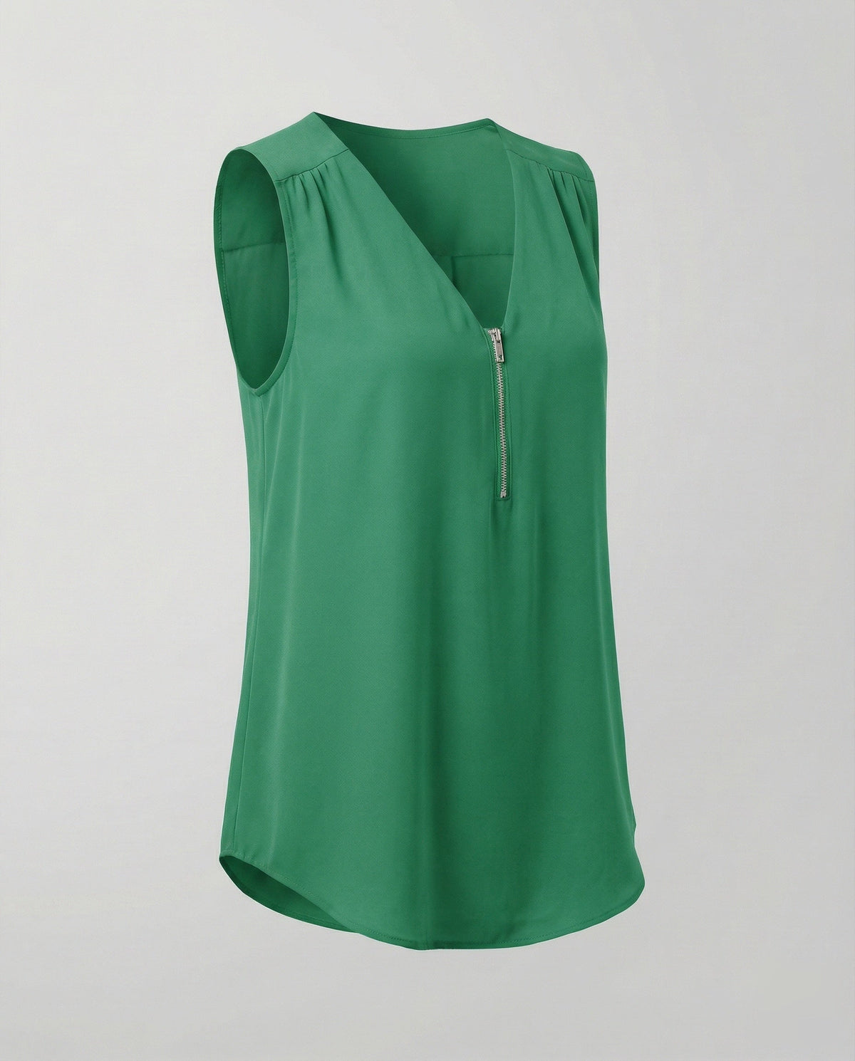 Women's Zip Blouse Top with V-Neck - product shot