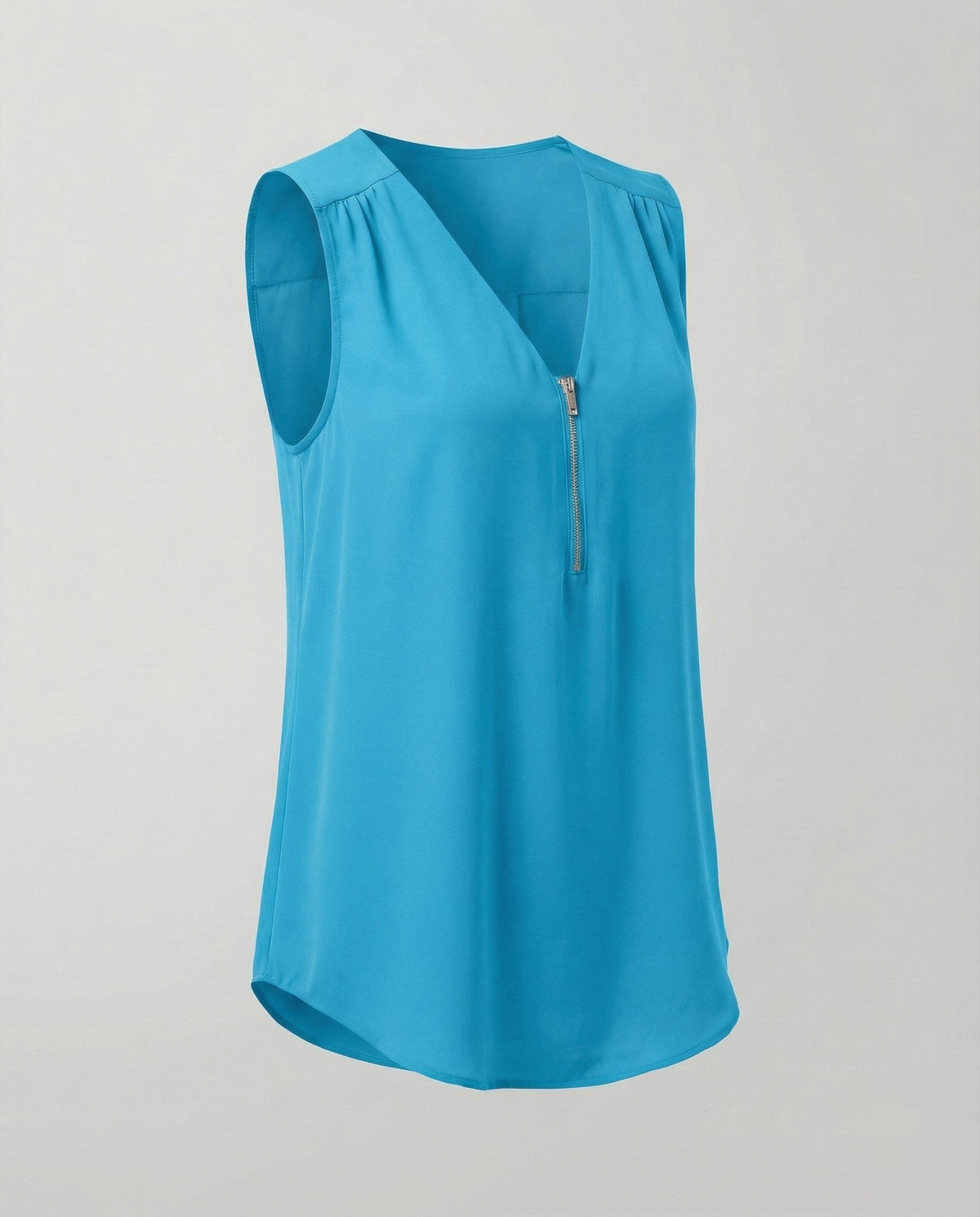 Women's Zip Blouse Top with V-Neck - product shot