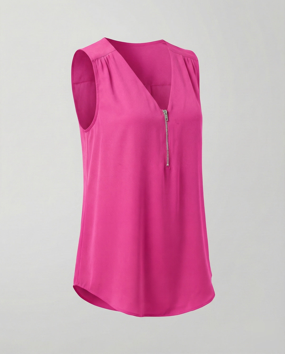 Women's Zip Blouse Top with V-Neck - product shot