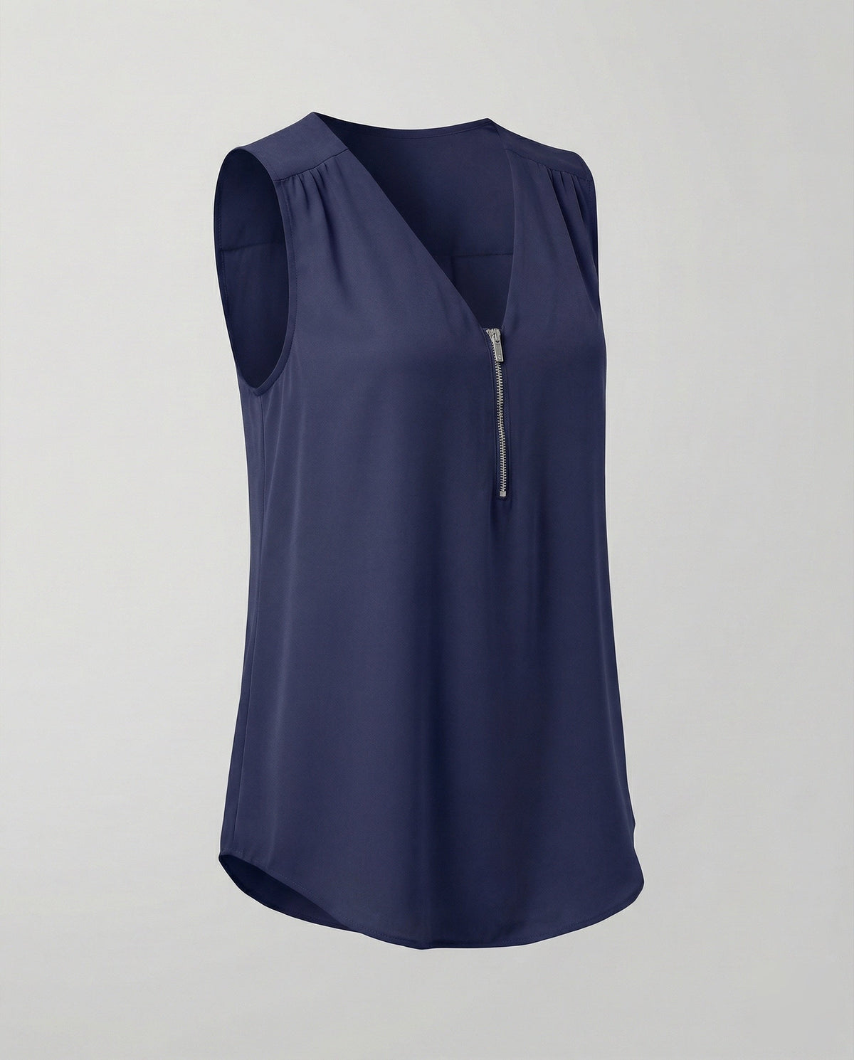 Women's Zip Blouse Top with V-Neck - product shot