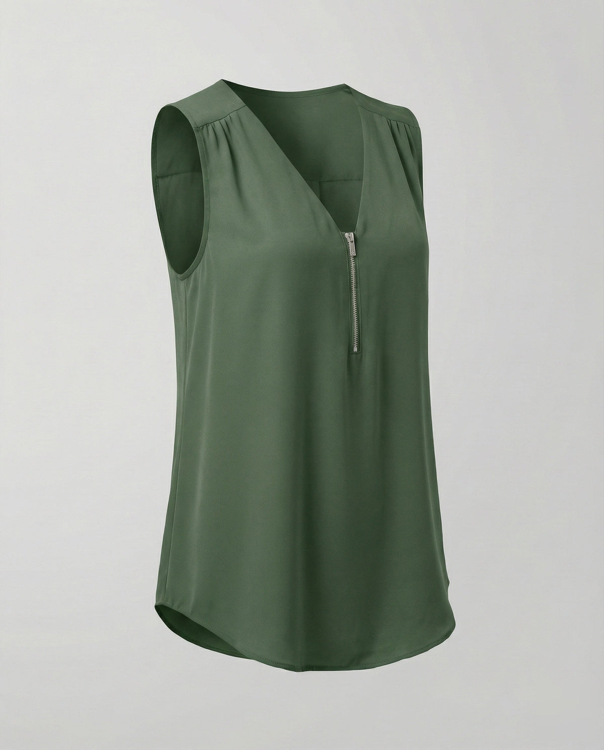 Women's Zip Blouse Top with V-Neck - product shot