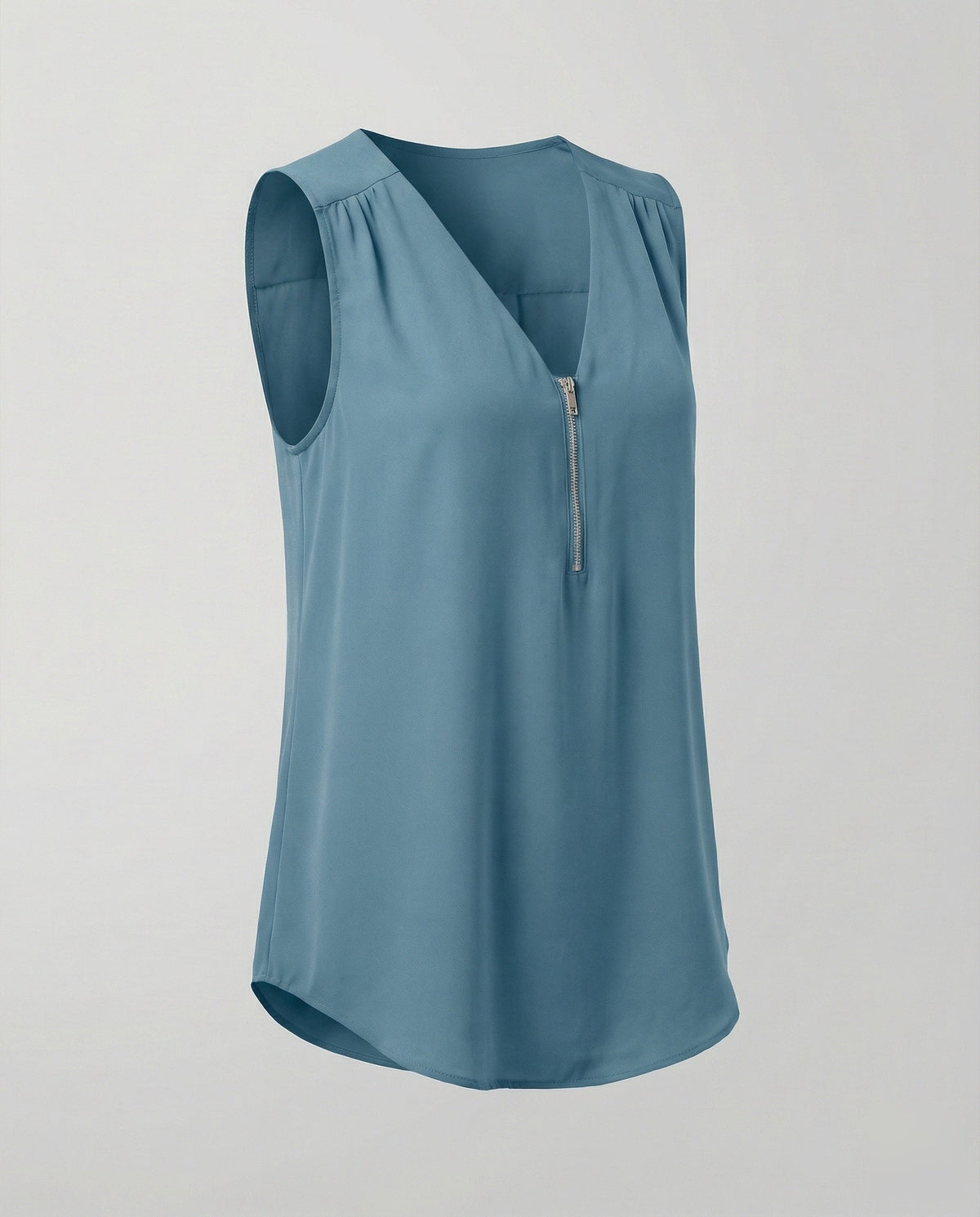 Women's Zip Blouse Top with V-Neck - product shot
