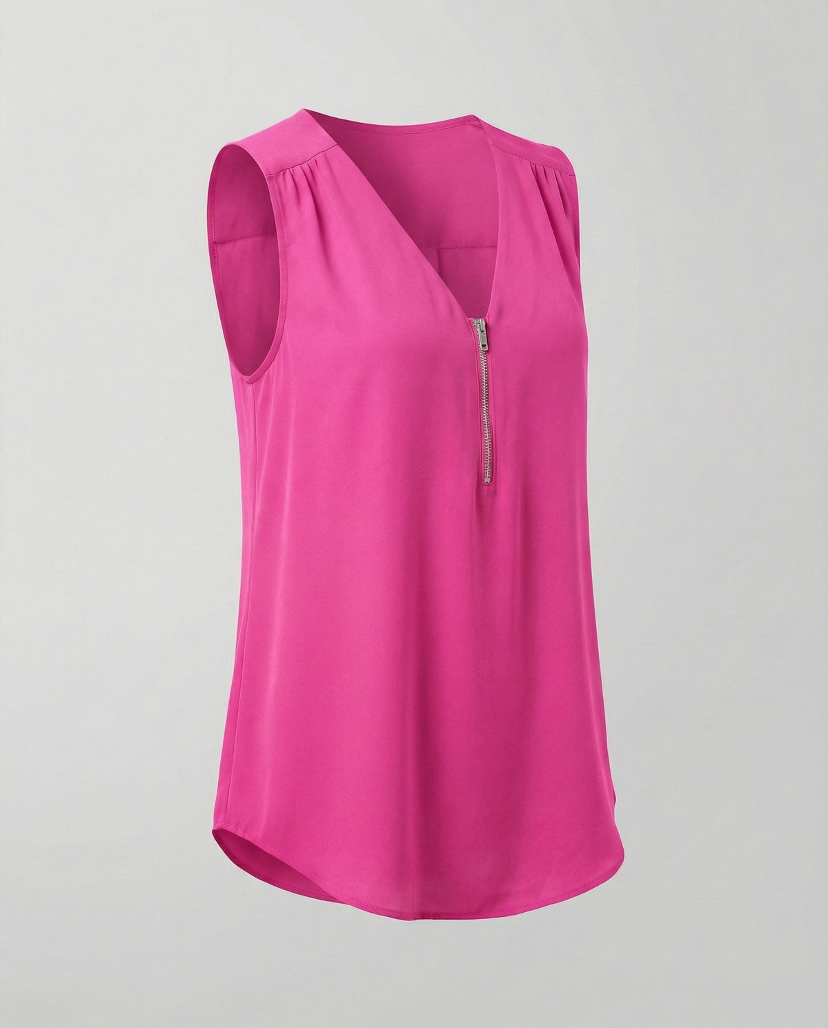 Women's Zip Blouse Top with V-Neck - product shot