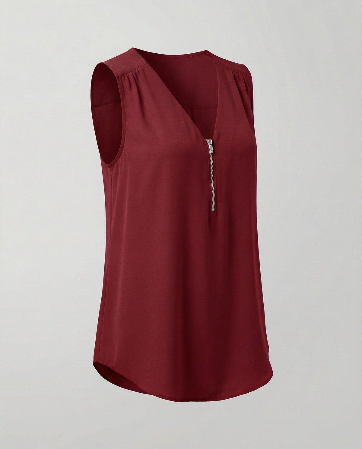 Women's Zip Blouse Top with V-Neck - product shot