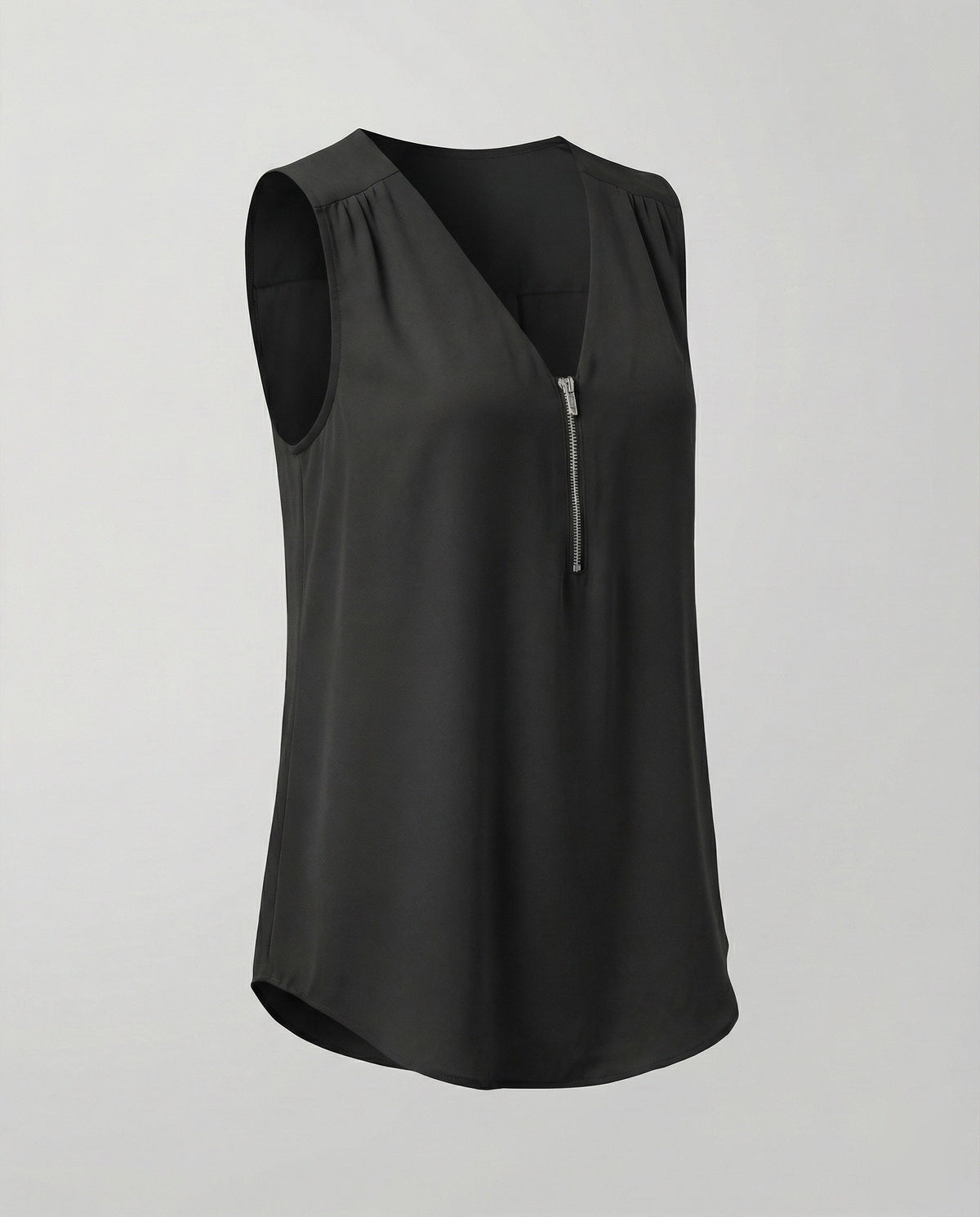 Women's Zip Blouse Top with V-Neck - product shot