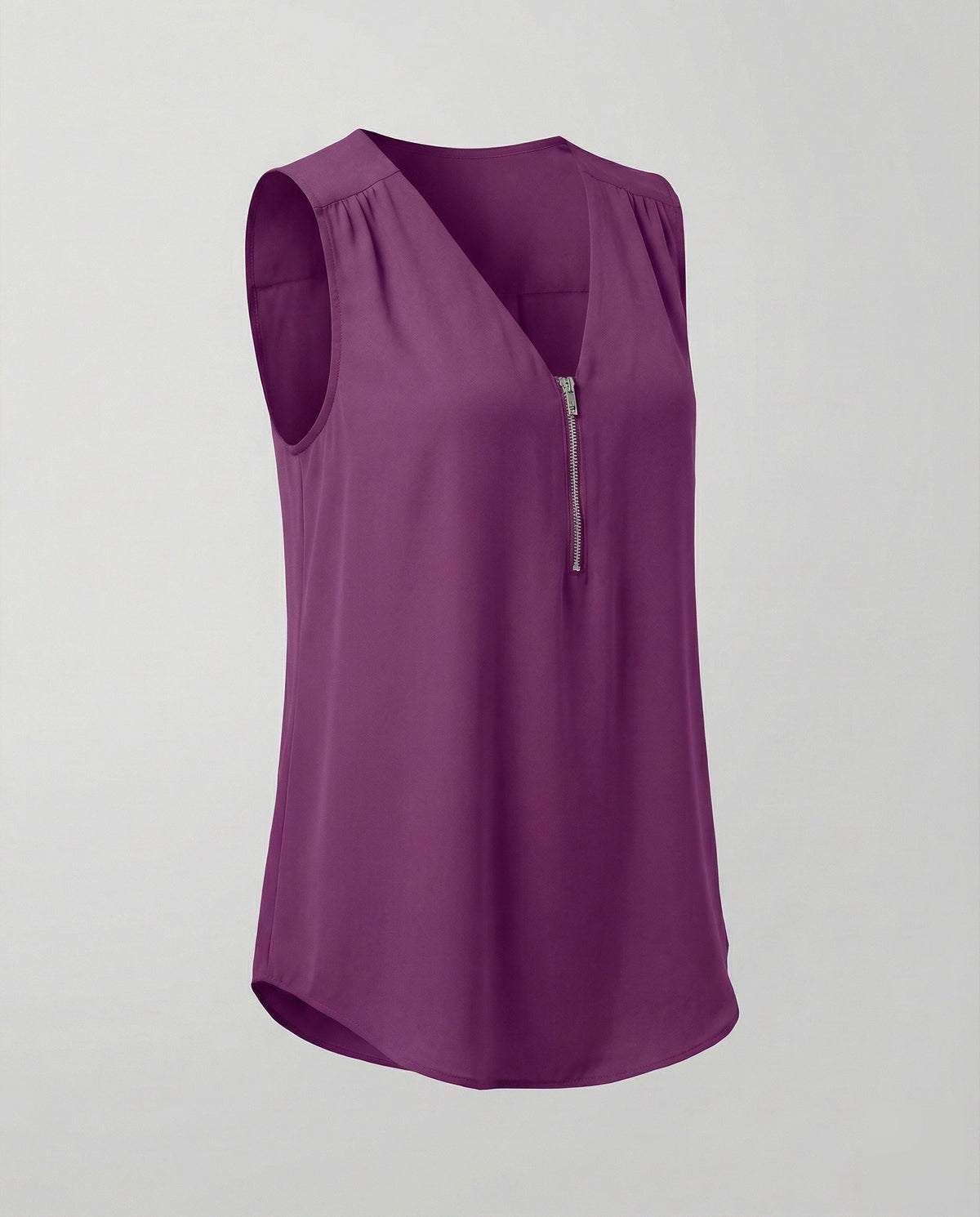Women's Zip Blouse Top with V-Neck - product shot
