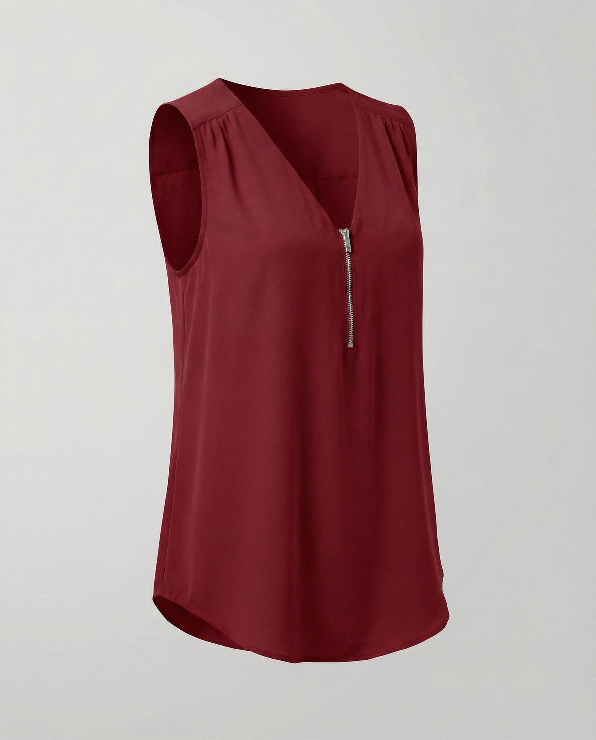 Women's Zip Blouse Top with V-Neck - product shot