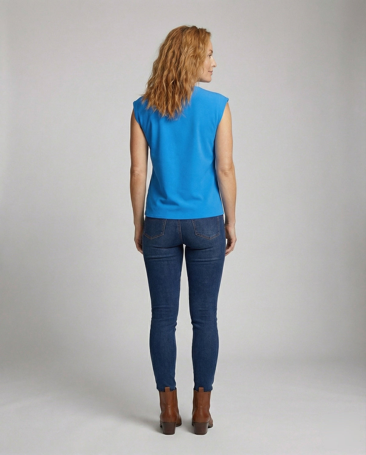Women's Structured Blouse Top with V-Neck - back view