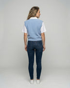 Women's Layered Look Blouse Top with Rib Knitting - back view