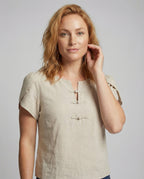 Women Wing Sleeve Mandarin Neck Blouse Top - upper body view