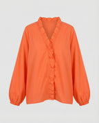 Women's Ruffle Trim Tunic Blouse Shirt - product shot