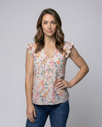 Women A-Line Ruffle Blouse Top - upper body view