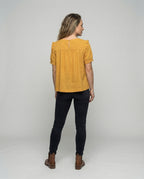 Women Piped Ruffle Blouse Tunic - back view