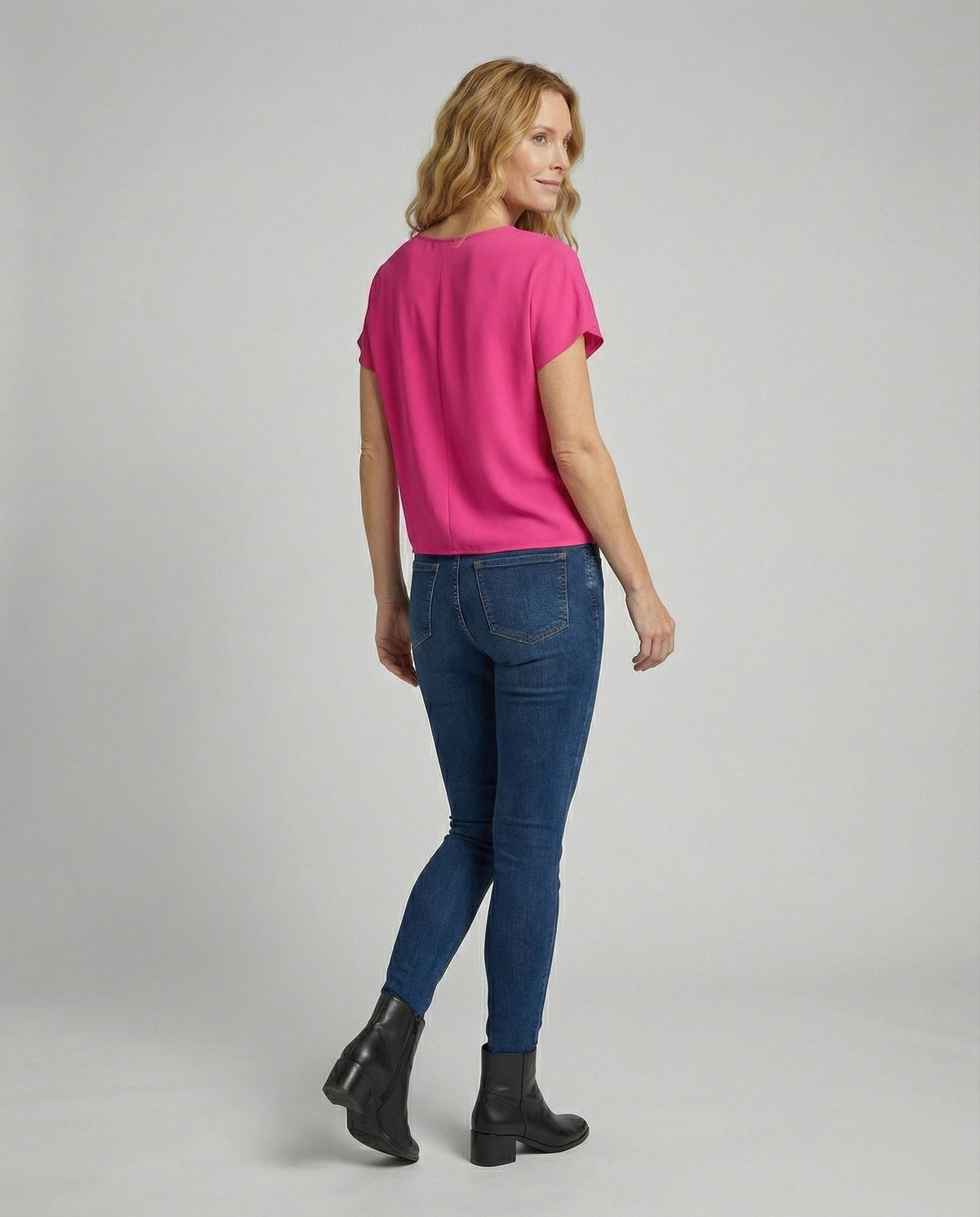 Women's U-Boat Neck Knot Blouse Top - back view