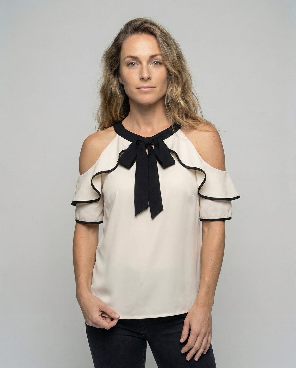 Women's Halter Tie Blouse Top - upper body view