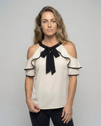 Women's Halter Tie Blouse Top - upper body view