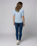 Women Pleated Lace Blouse Top - back view