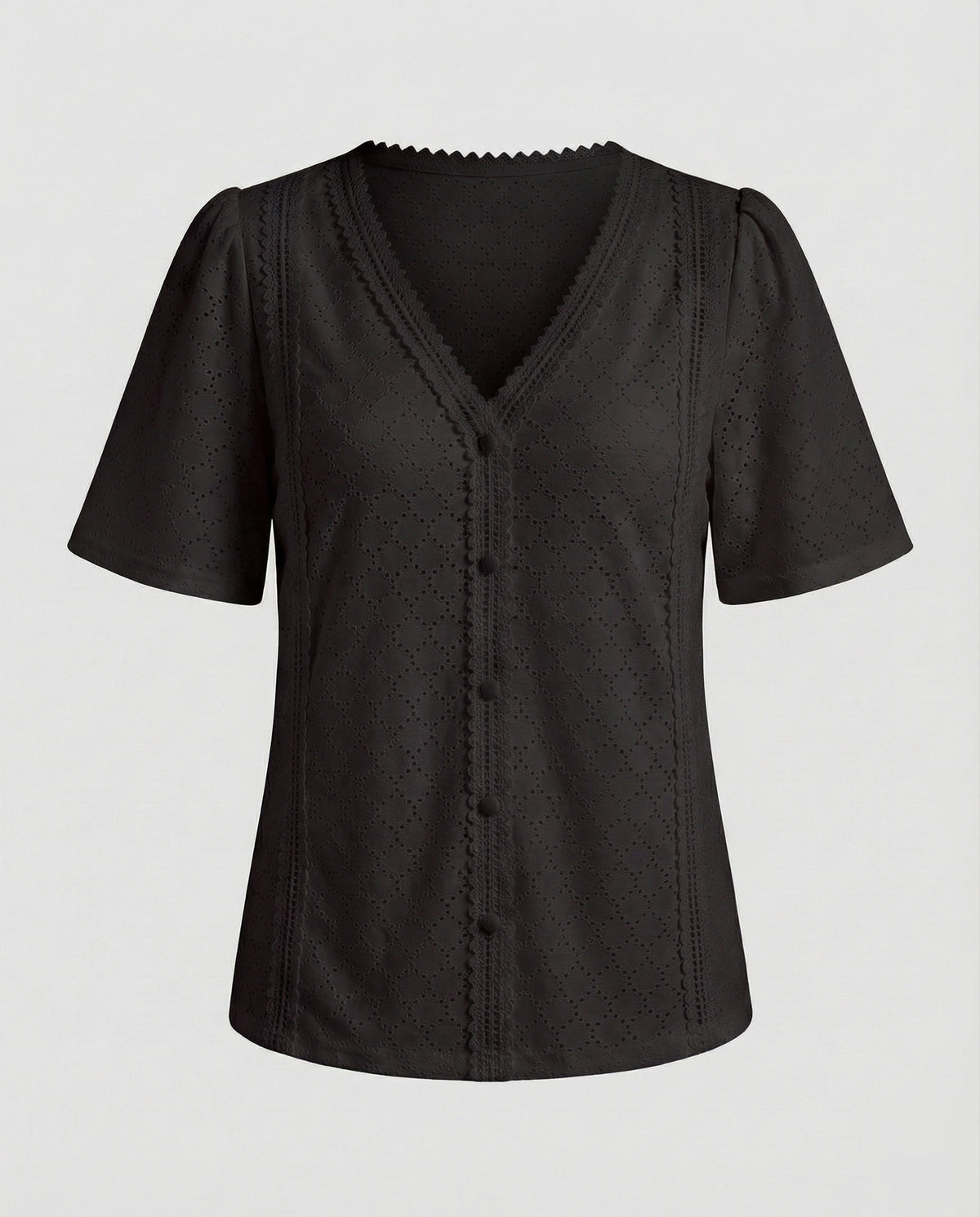Ladies perforated pattern A-line blouse top - product shot