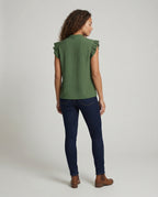 Women Structured Ruffle Sleeve Blouse Top - back view