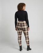 Women's high-waisted checkered leggings with shaping comfort waistband and high elastane content All Fashion - back view