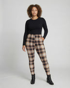 Women's high-waisted checkered leggings with shaping comfort waistband and high elastane content All Fashion - lower body view
