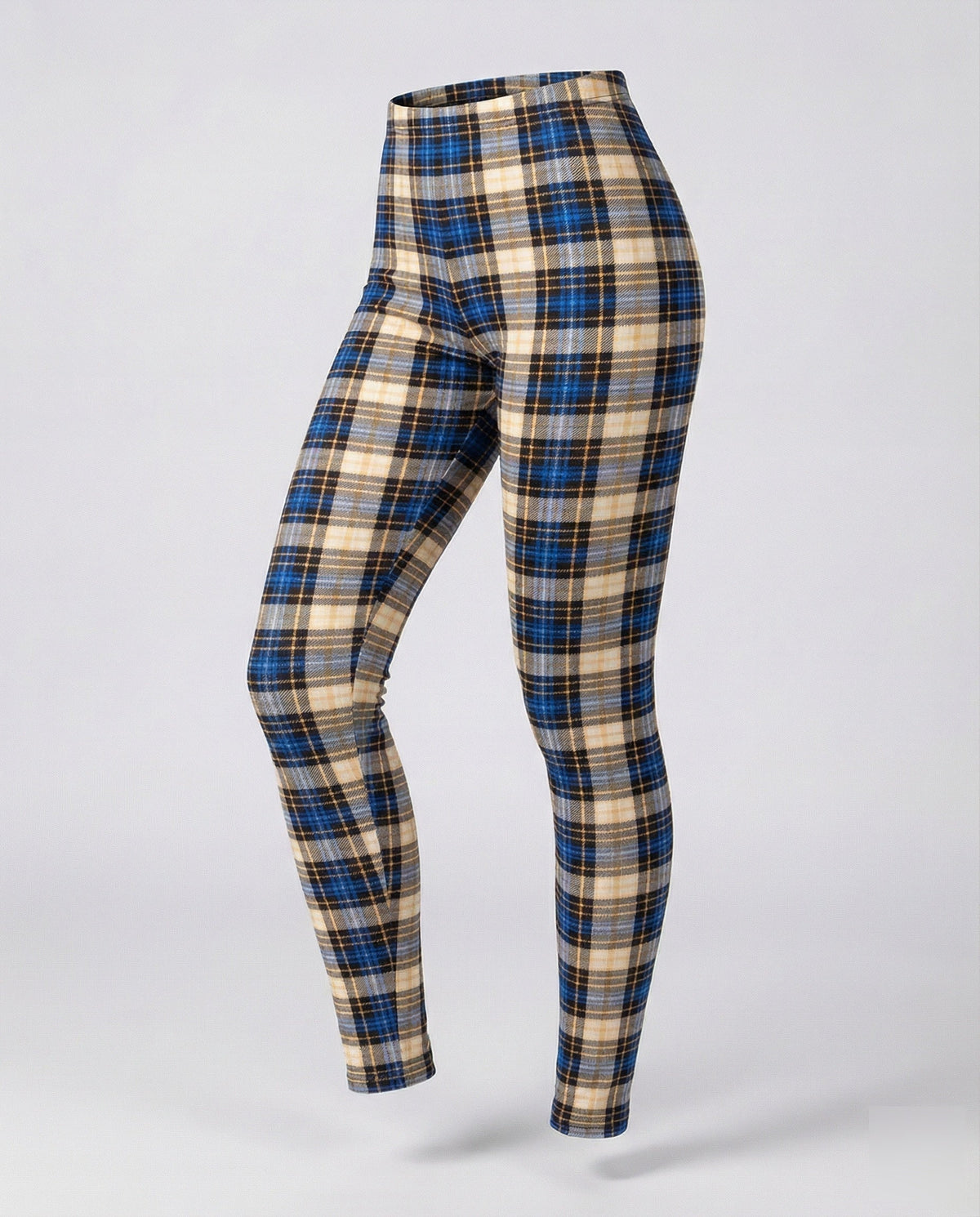 Women's high-waisted checkered leggings with shaping comfort waistband and high elastane content All Fashion - product shot