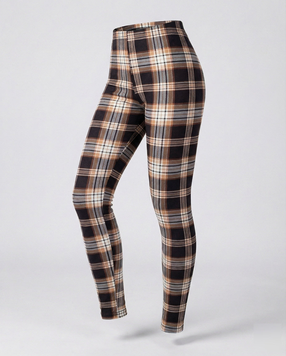 Women's high-waisted checkered leggings with shaping comfort waistband and high elastane content All Fashion - product shot