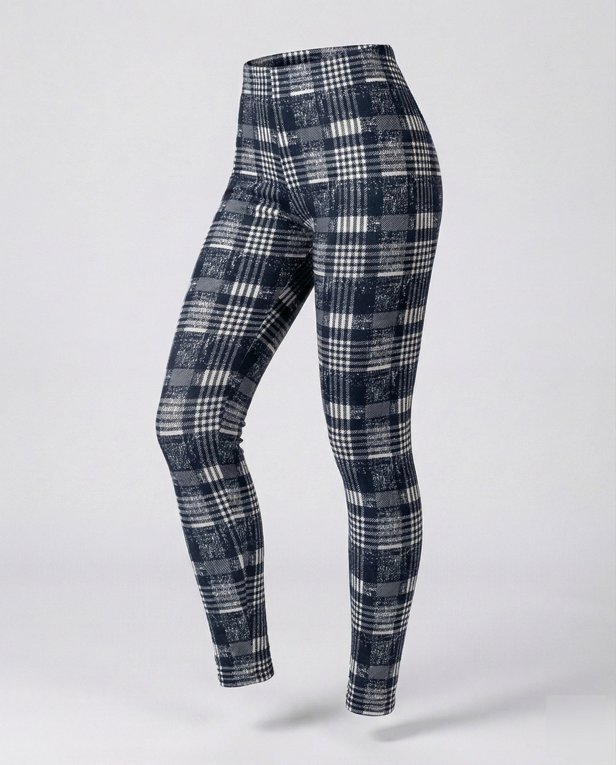 Women's high-waisted checkered leggings with shaping comfort waistband and high elastane content All Fashion - product shot