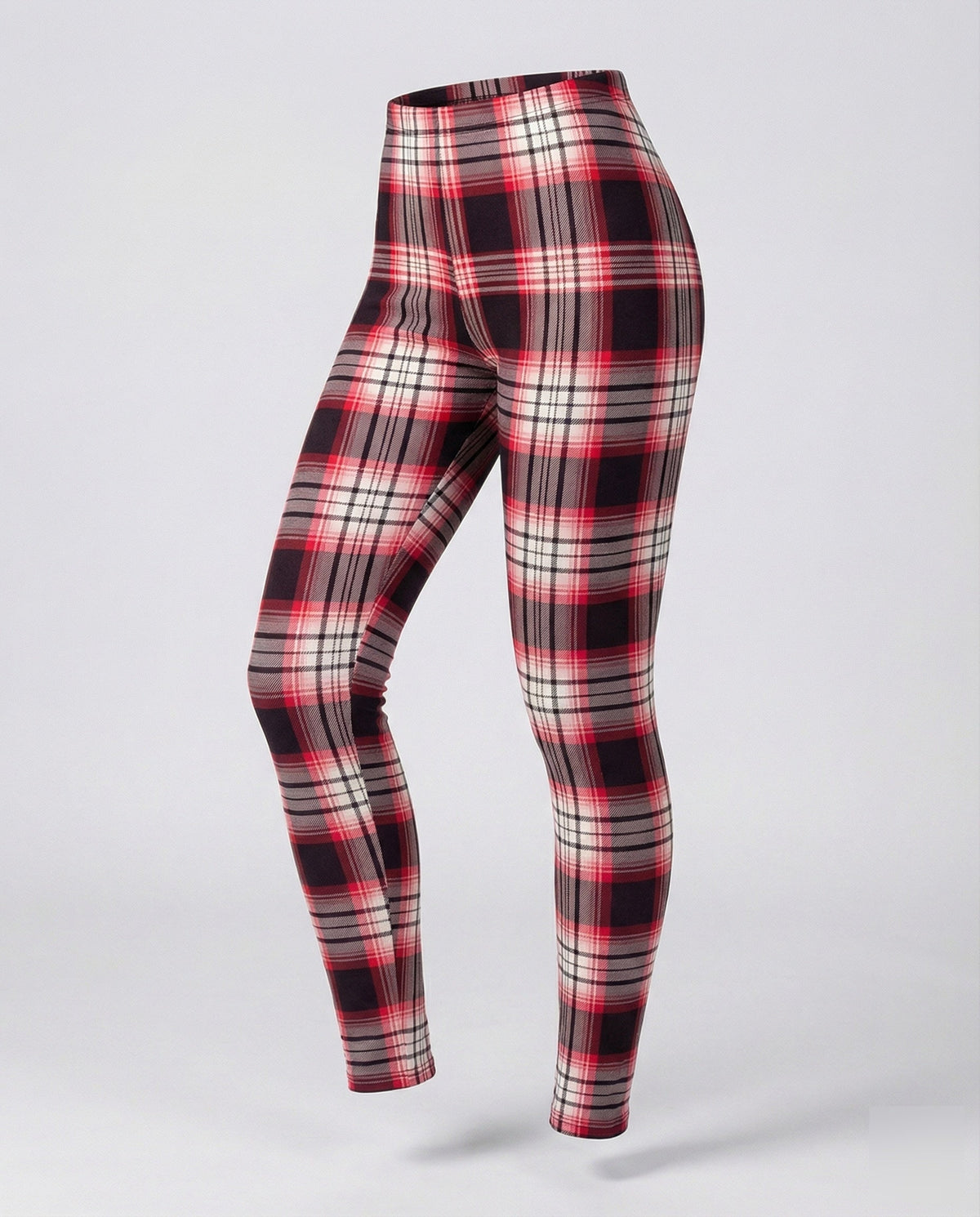 Women's high-waisted checkered leggings with shaping comfort waistband and high elastane content All Fashion - product shot
