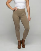 Women’s high-cut ribbed knit leggings with front foot slit and elastic comfort waistband All Fashion - lower body view