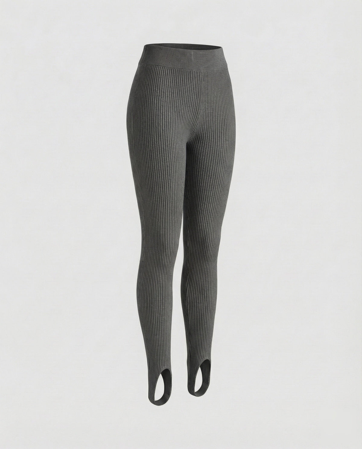 Women’s high-cut ribbed knit leggings with front foot slit and elastic comfort waistband All Fashion - product shot