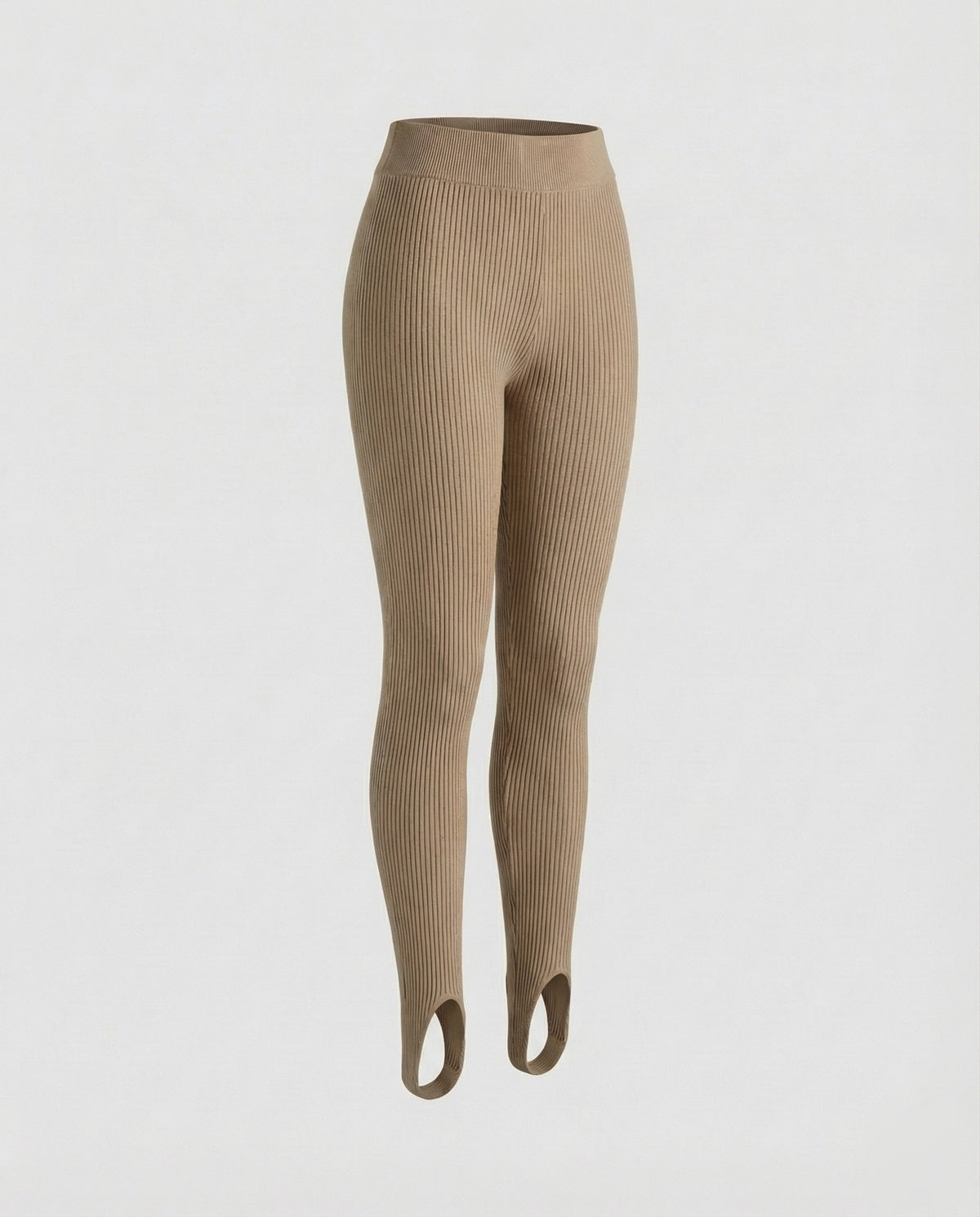 Women’s high-cut ribbed knit leggings with front foot slit and elastic comfort waistband All Fashion - product shot