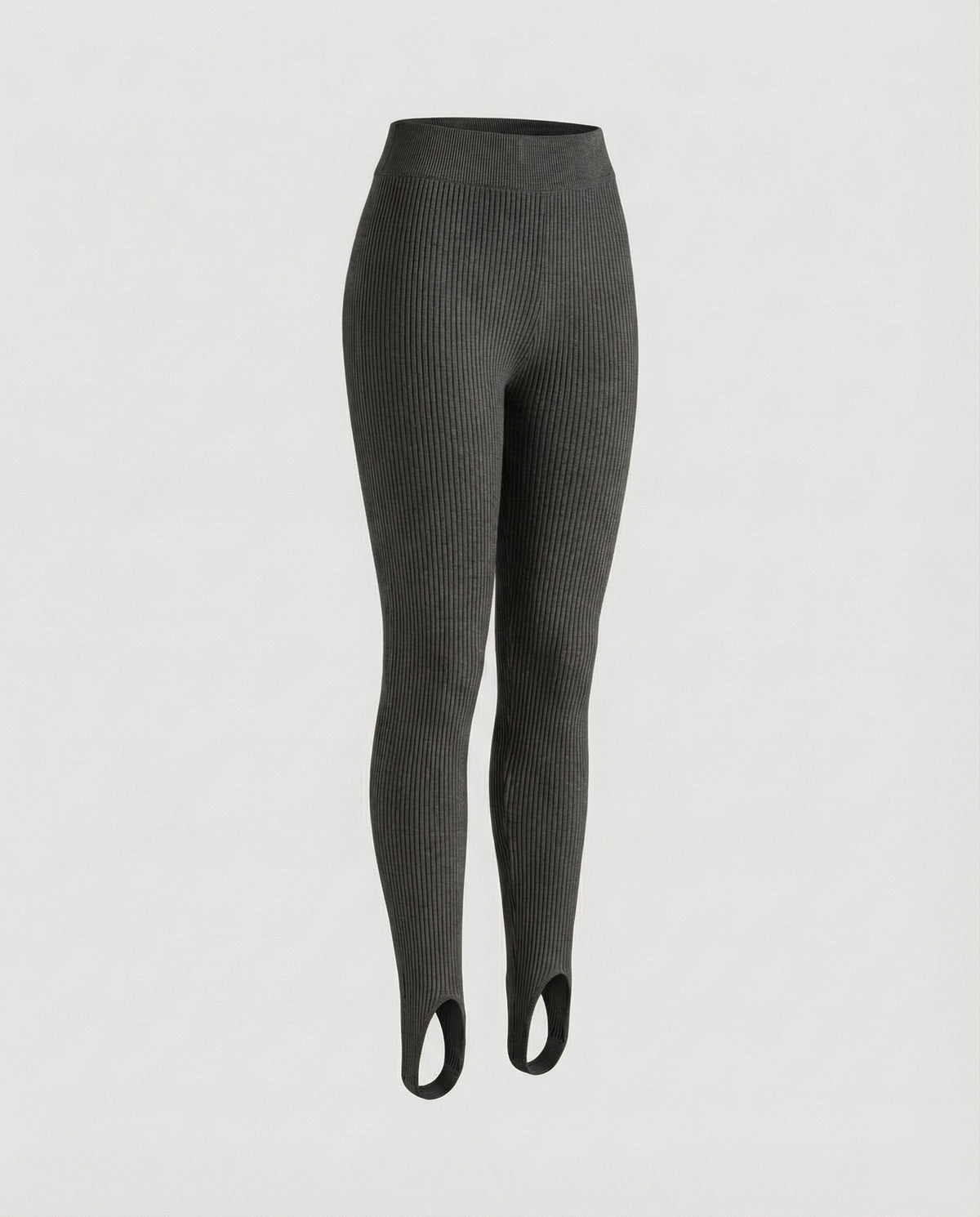 Women’s high-cut ribbed knit leggings with front foot slit and elastic comfort waistband All Fashion - product shot