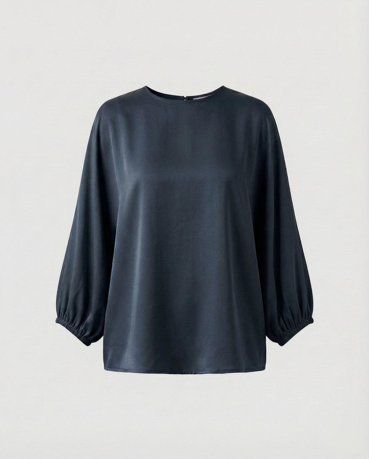 Women's oversized blouse shirt in satin look with balloon sleeves and round neckline All Fashion - product shot