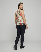 Women's Feminine Neck Scarf Chiffon Blouse Top - back view