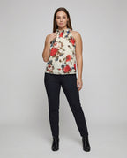 Women's Feminine Neck Scarf Chiffon Blouse Top - front view