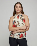 Women's Feminine Neck Scarf Chiffon Blouse Top - upper body view