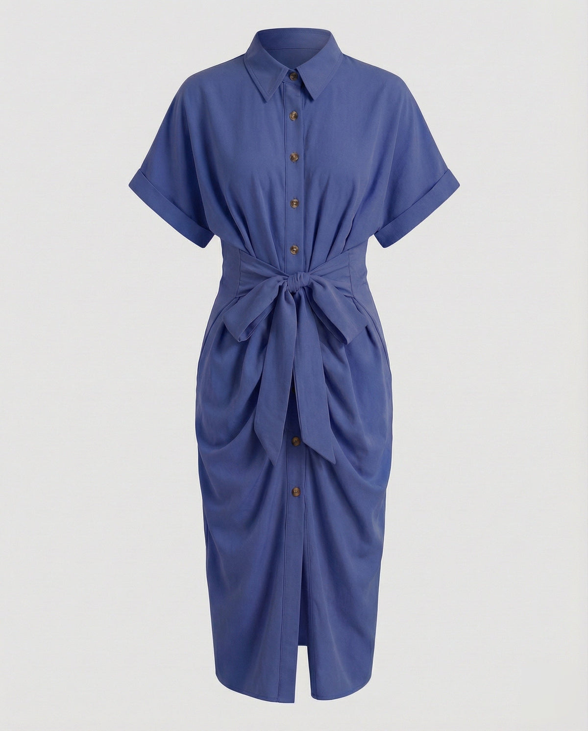 Women Fashion Knot Mixed Fabric Blouse Dress - product shot
