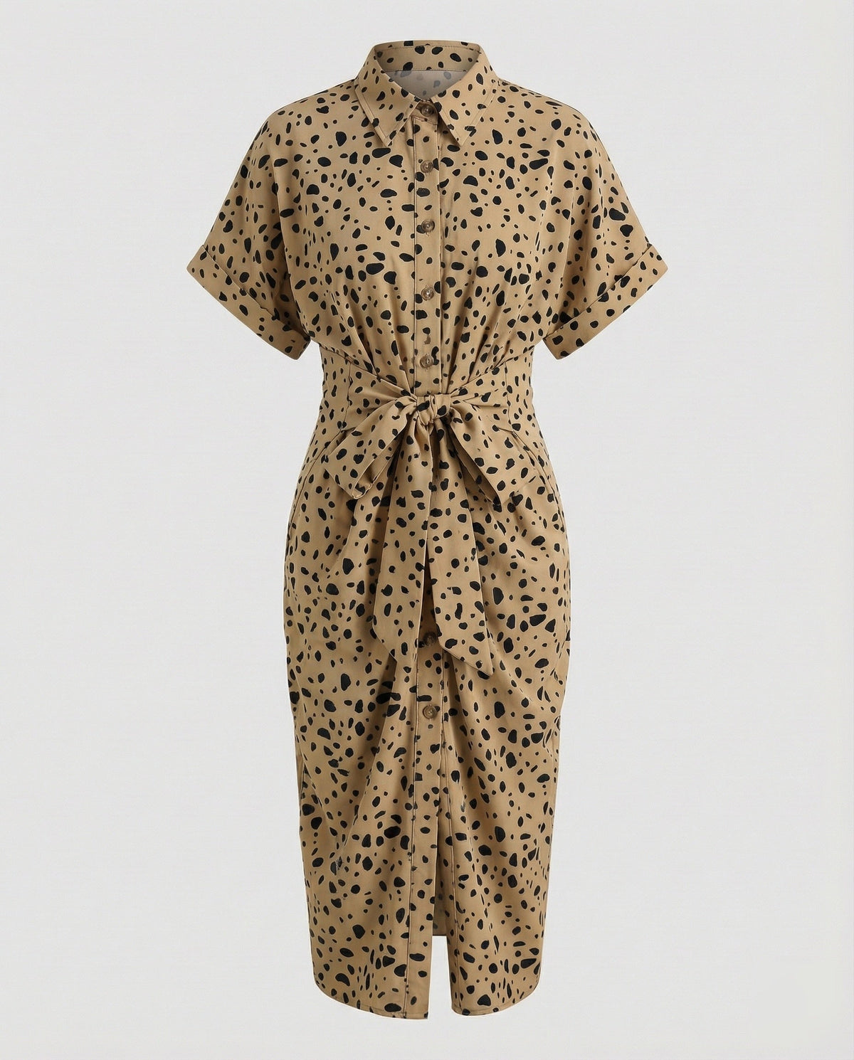 Women Fashion Knot Mixed Fabric Blouse Dress - product shot