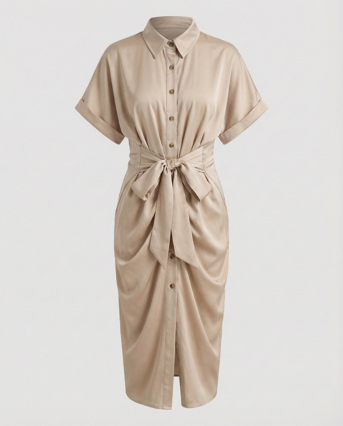 Women Fashion Knot Mixed Fabric Blouse Dress - product shot