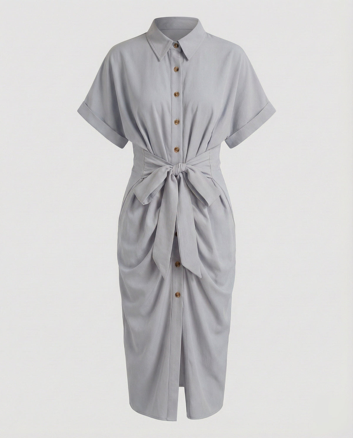 Women Fashion Knot Mixed Fabric Blouse Dress - product shot