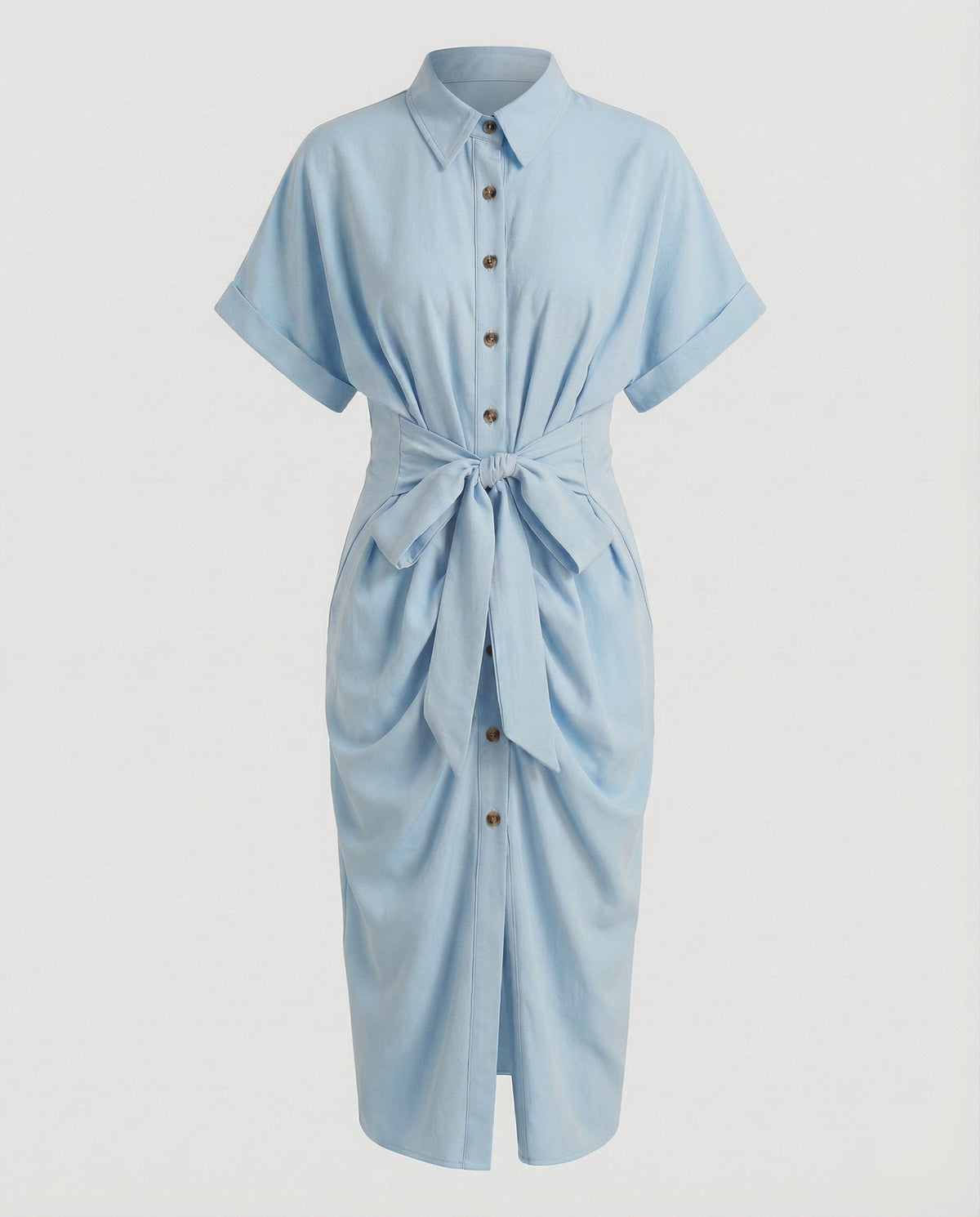 Women Fashion Knot Mixed Fabric Blouse Dress - product shot